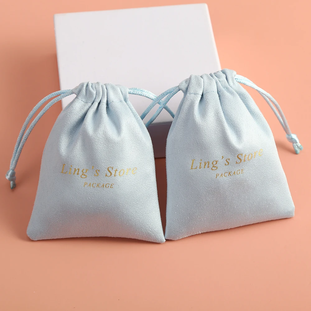 

100pcs Custom Logo Print 7X9cm 8x10cm Jewelry Drawstring Small Gift Organizer Bags Wedding Favor For Guests Candy Goodie Bag