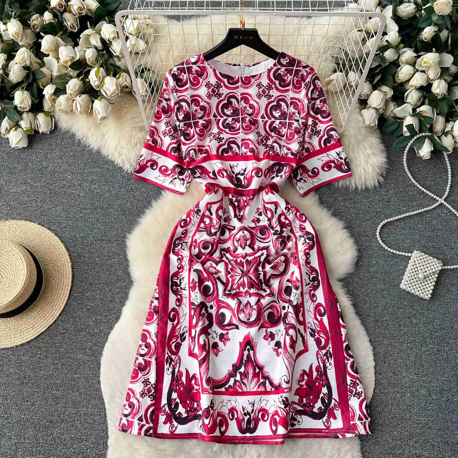 Women Elegant Vintage Floral Printed Summer Dress 2023 New Fashion Round Neck Short Sleeve Slim A Line Midi Party Female Dress
Women Elegant Vintage Floral Printed Summer Dress 2023 New Fashion Round Neck Short Sleeve Slim A Line Midi Party Female Dress