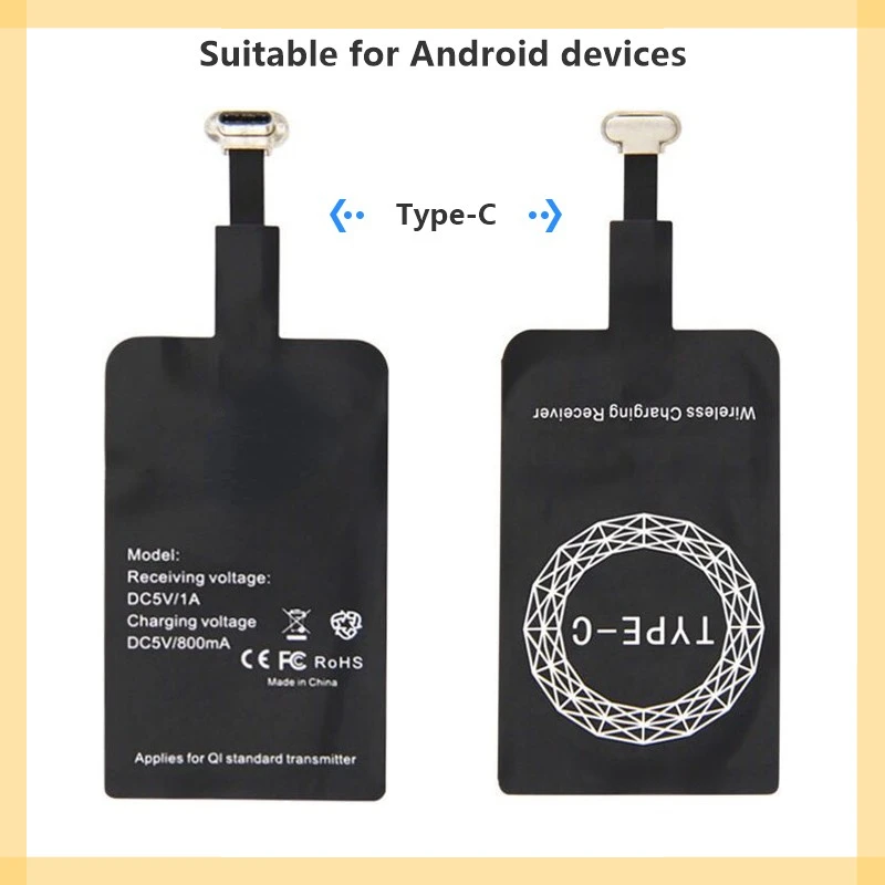 Qi Wireless Charging Receiver For Samsung Universal Micro USB Type C Fast Wireless Charger Adapter
Qi Wireless Charging Receiver For Samsung Universal Micro USB Type C Fast Wireless Charger Adapter