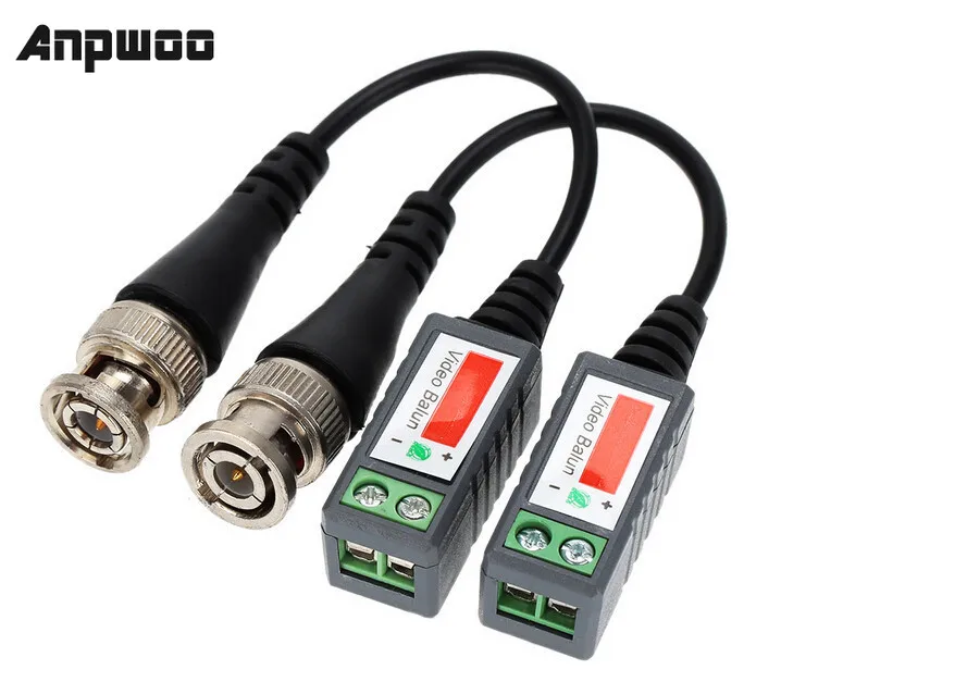 

ANPWOO Coax CAT5 Camera CCTV Passive BNC Video Balun to UTP Transceiver Connector 2000ft Distance Twisted Cable