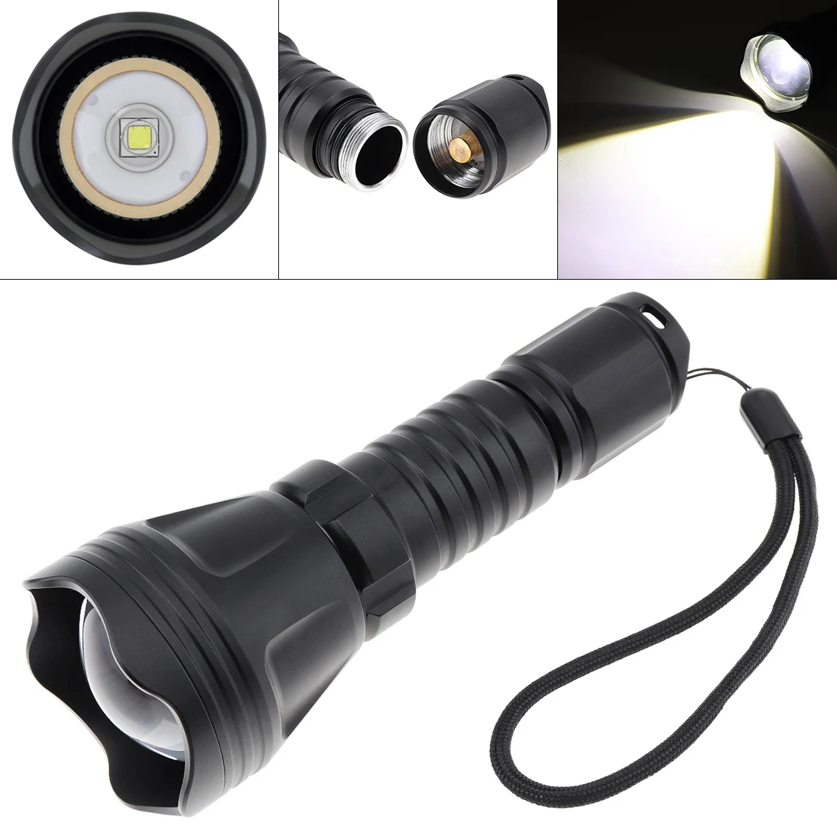 

B158B L2 U4 LED Practical Flashlight 900 Lumen Convex Lens Zoom Hunting Light Torches Aluminum Tactical Flash Lights