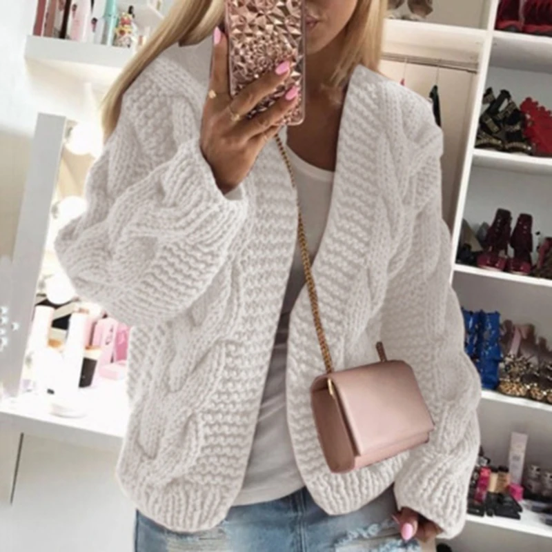 Women Casual Sweater Bold Thread Twist Knit Cardigan Solid Comfortable Warm Sweaters Europe America Hot Sales Woman Clothing
Women Casual Sweater Bold Thread Twist Knit Cardigan Solid Comfortable Warm Sweaters Europe America Hot Sales Woman Clothing