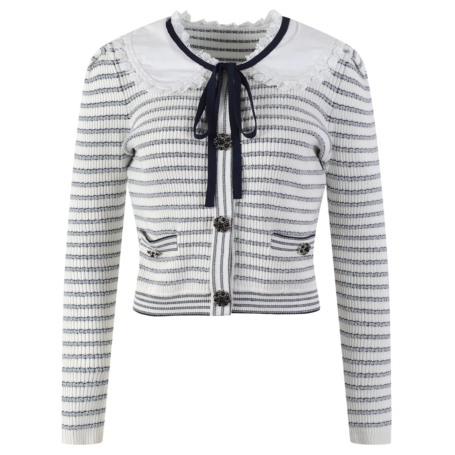 Женский трикотажный свитер в полоску, элегантный кардиган в английском винтажном стиле, весна-осень 2022 
Женский трикотажный свитер в полоску, элегантный кардиган в английском винтажном стиле, весна-осень 2022