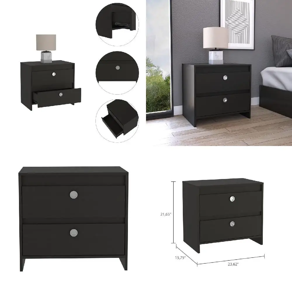 Beautiful Modern 2-Drawers Black Nightstand, Perfect for Bedroom Home Decor Painted
Beautiful Modern 2-Drawers Black Nightstand, Perfect for Bedroom Home Decor Painted
