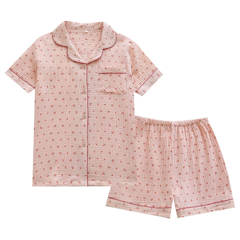 Pijama Top Crepe Cherry Print Pajamas Ladies Comfortable and Breathable Plus Size Home Clothes Spring Summer Short Pajamas Suit
Pijama Top Crepe Cherry Print Pajamas Ladies Comfortable and Breathable Plus Size Home Clothes Spring Summer Short Pajamas Suit