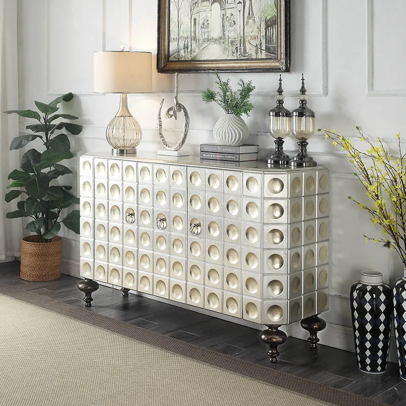 Luxury Light Porch Cabinet Simple Silver Foil Baking Varnish Home Living Room Partition Cabinet European Wine Cabinet Sideboard
Luxury Light Porch Cabinet Simple Silver Foil Baking Varnish Home Living Room Partition Cabinet European Wine Cabinet Sideboard