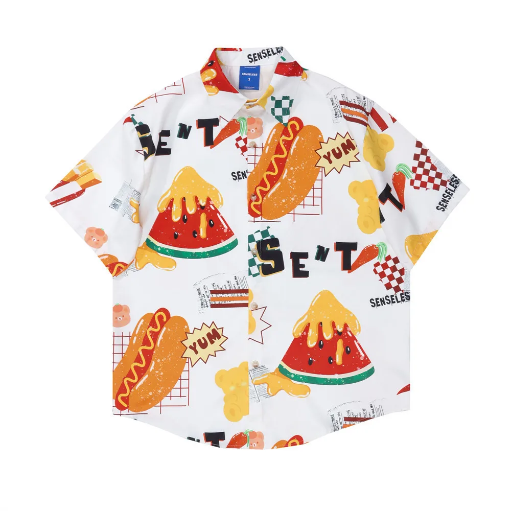 Рубашка с принтом в виде бургеров, Мужская футболка с коротким рукавом, модный брендовый Свободный кардиган с отложным воротником, летняя р... 
Рубашка с принтом в виде бургеров, Мужская футболка с коротким рукавом, модный брендовый Свободный кардиган с отложным воротником, летняя р...