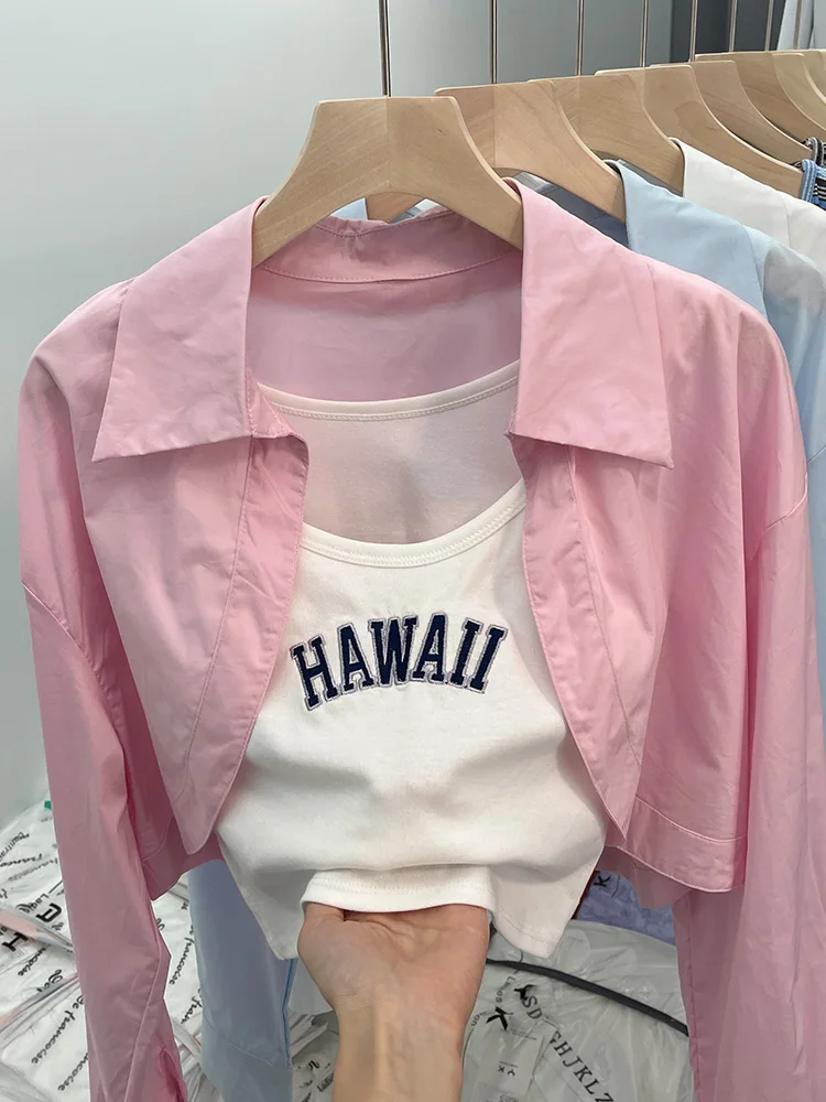 Women Two Piece Set Suit Vintage Long Sleeve Pink Shirt Off Shoulder White Vest Crop Top Female Y2k Korean Elegant Fashion 2023
Women Two Piece Set Suit Vintage Long Sleeve Pink Shirt Off Shoulder White Vest Crop Top Female Y2k Korean Elegant Fashion 2023