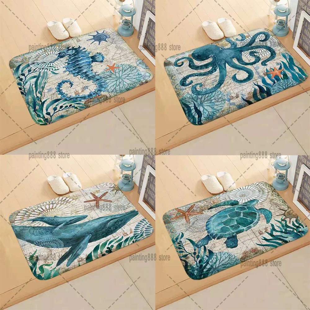 Ocean Whale Turtle Seahorse Octopus Doormat Kitchen Non-slip Vintage Sea Creatures Home Floormat Bedroom Carpet Home Decor
Ocean Whale Turtle Seahorse Octopus Doormat Kitchen Non-slip Vintage Sea Creatures Home Floormat Bedroom Carpet Home Decor