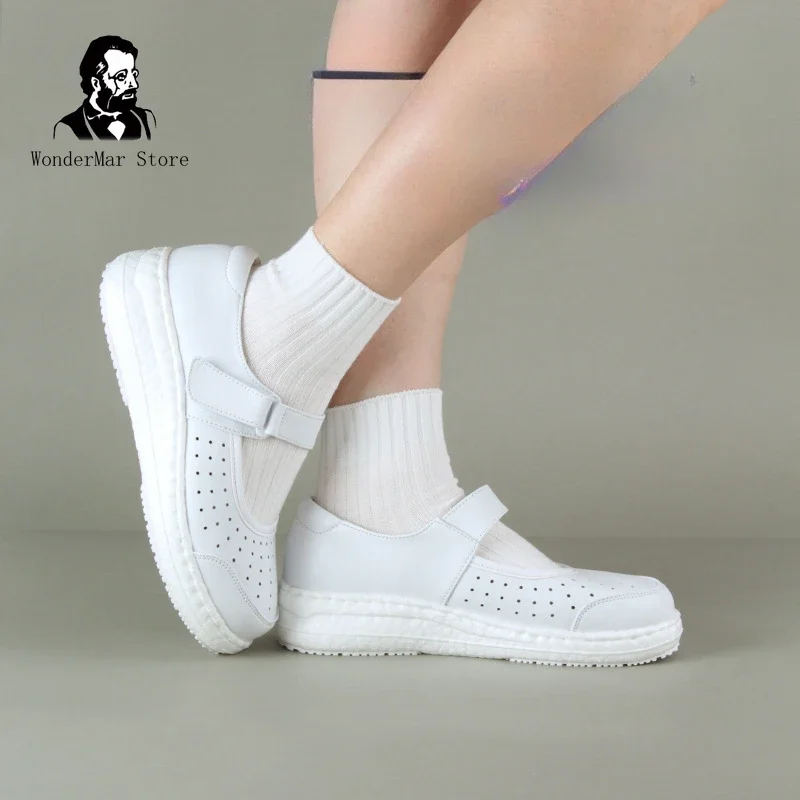 Туфли женские для медсестер, кожаные ажурные, на мягкой подошве, маленькие, Нескользящие, медицинская обувь, белые, Рабочая обувь для салона красоты, осень
Туфли женские для медсестер, кожаные ажурные, на мягкой подошве, маленькие, Нескользящие, медицинская обувь, белые, Рабочая обувь для салона красоты, осень