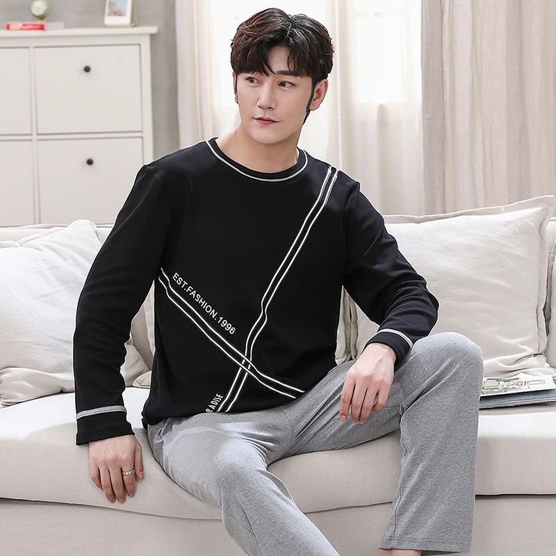 QUHENG Men Pajama Sets Cotton Pijama Round Neck Autumn Sleepwear Long Sleeve Nightwear Male 2 Pieces Sets Casual Homewear
QUHENG Men Pajama Sets Cotton Pijama Round Neck Autumn Sleepwear Long Sleeve Nightwear Male 2 Pieces Sets Casual Homewear