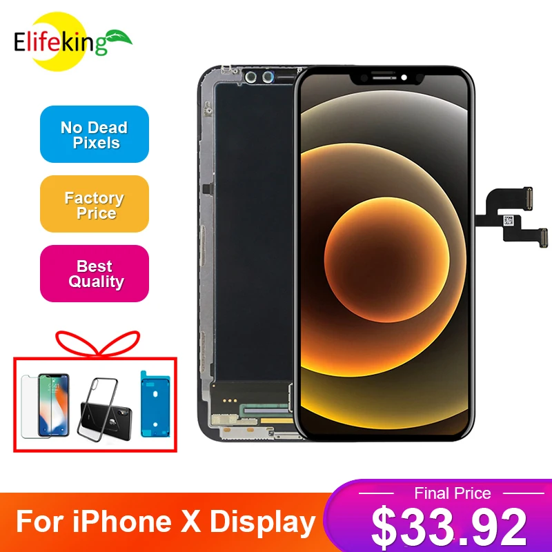 New OLED LCD Display For iPhone X Screen With 3D Touch True Tone Phone Repair Replacement No Dead Pixel Tempered Glass+Tool
New OLED LCD Display For iPhone X Screen With 3D Touch True Tone Phone Repair Replacement No Dead Pixel Tempered Glass+Tool