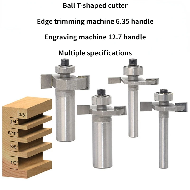 

Ball T-type Woodworking Milling Cutter Slotting High Hardness Alloy Trimming Machine Bit Multiple Specifications Working Tools