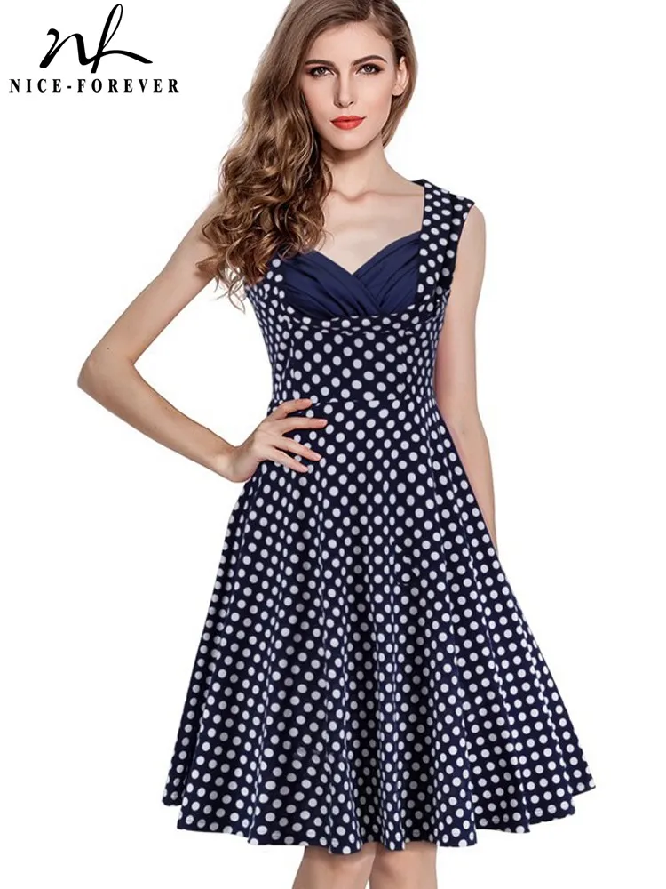 

Женское винтажное бальное платье Nice-forever, вечерние платья в горошек в ретро стиле, бальное платье btyA004