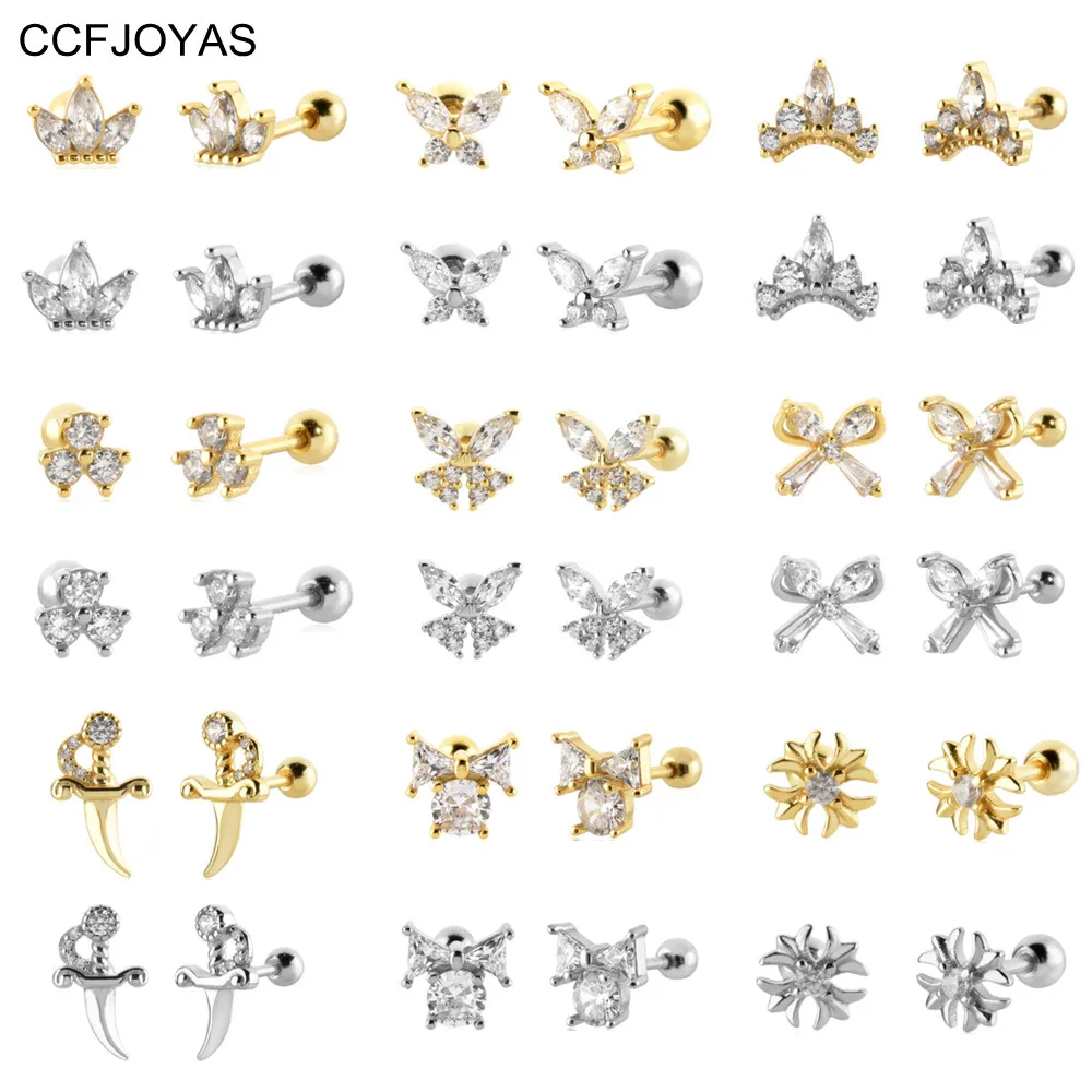 CCFJOYAS 925 Sterling Silver Cute Mini Screw Stud Earrings Women Simple White Zircon Studs Gold Silver color Fine Jewelry Gift
CCFJOYAS 925 Sterling Silver Cute Mini Screw Stud Earrings Women Simple White Zircon Studs Gold Silver color Fine Jewelry Gift