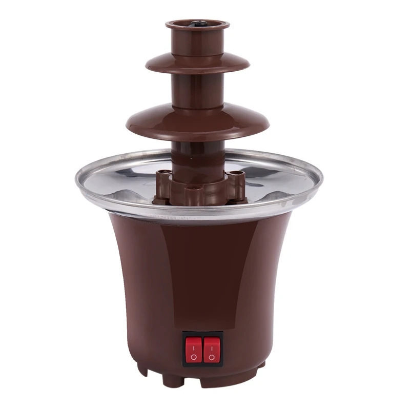 

New Mini Chocolate Fountain Three Layers Creative Chocolate Melt With Heating Fondue Machine Diy Melt Waterfall Pot Melting Towe