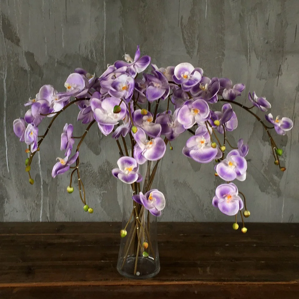 

5 Fork Artificial Flowers Butterfly Dancing Orchid for Wedding Home Decoration Phalaenopsis Bouquet Silk Fake Flowers