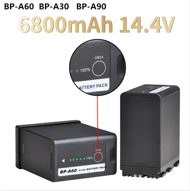 

1-5PCS 6800mAh 14.4V BPA60 BP-A60 Battery for Canon EOS C200 C200B C220B C300 MK II BP-A30 BP-A90