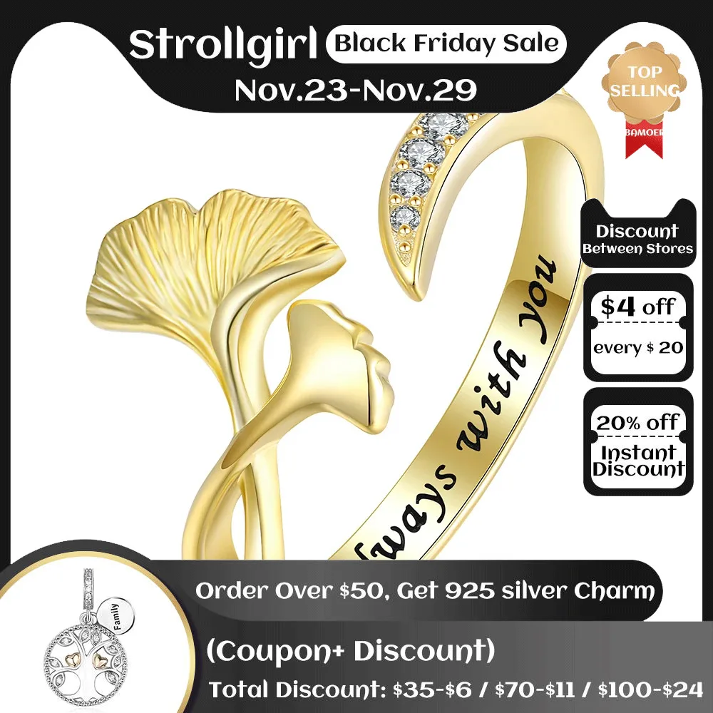 925 Sterling Silver Adjustable Ginkgo Biloba Leaf Autumn Rings Delicate Nature Jewelry Christmas Day Gifts for Women Teen Girls
925 Sterling Silver Adjustable Ginkgo Biloba Leaf Autumn Rings Delicate Nature Jewelry Christmas Day Gifts for Women Teen Girls