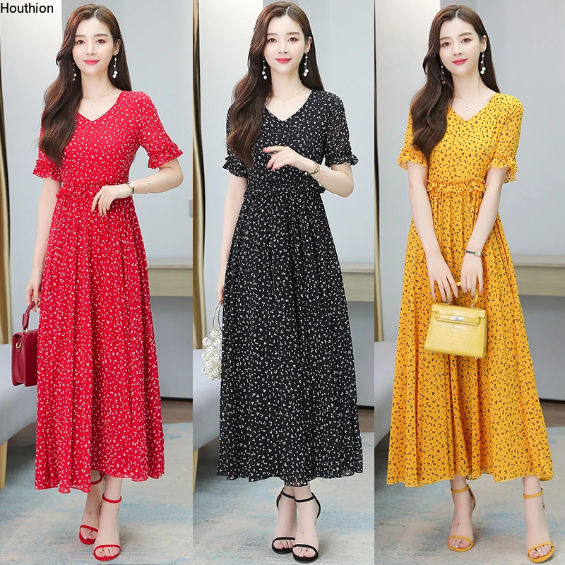Houthion Women's Dresses New Fashion Polka Dot Pint A-LINE Summer Mid Bohemian V-Neck Chiffon Long
Houthion Women's Dresses New Fashion Polka Dot Pint A-LINE Summer Mid Bohemian V-Neck Chiffon Long