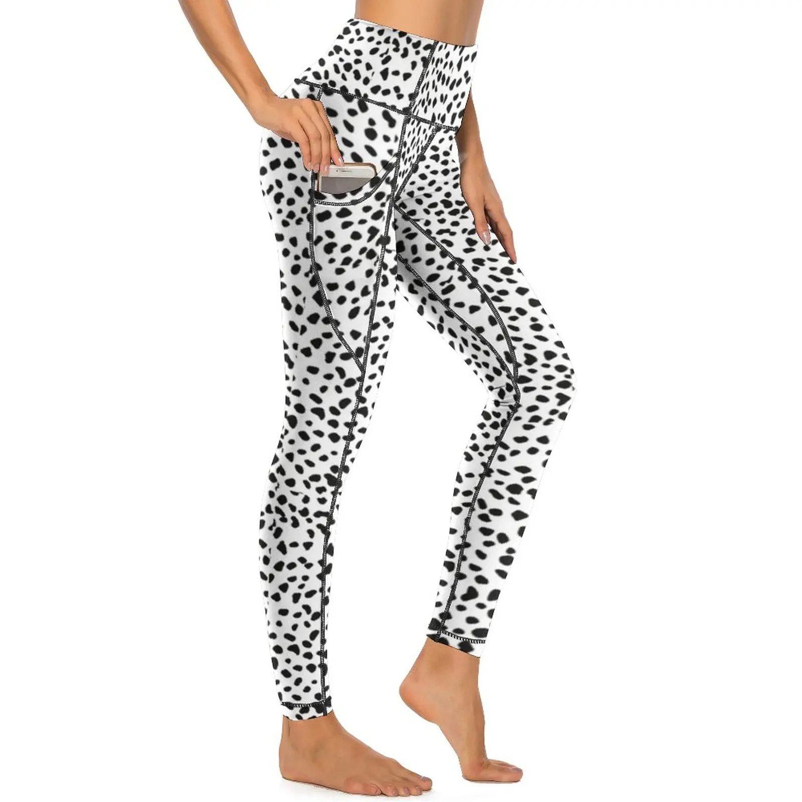 

Dalmation Print Leggings Black Polka Dots Fitness Yoga Pants Women Push Up Kawaii Leggins Sexy Stretchy Graphic Sport Legging