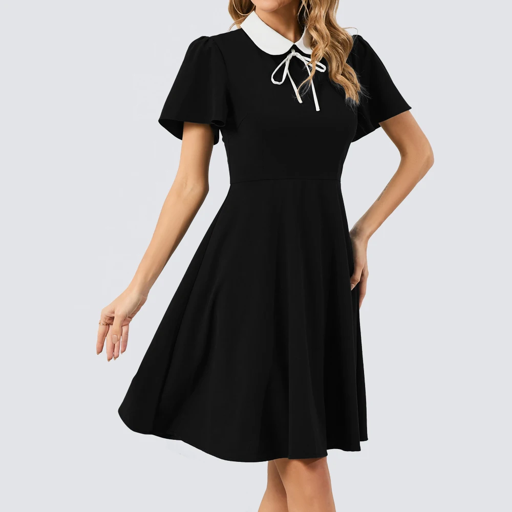 Summer Women Classy Black and White Patchwork Dresses Vintage A-line Dress HA369 
Summer Women Classy Black and White Patchwork Dresses Vintage A-line Dress HA369