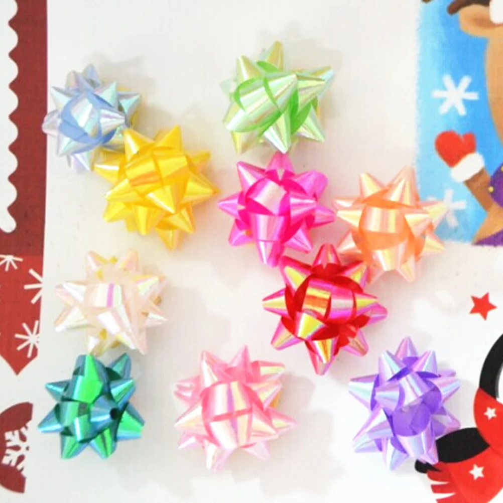 

70 шт. ленты для упаковки рождественских подарков, банты в виде цветов и звезд для душа, юбилей, Рождества, свадьбы (смешанные цвета)