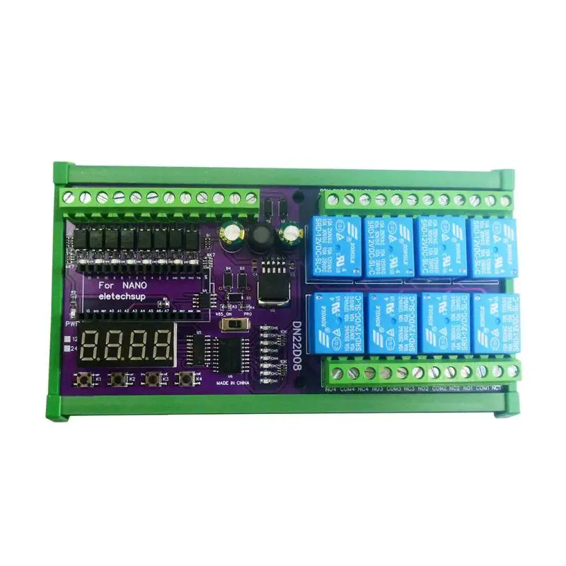 8CH DC 12V 24V Multifunction Delay Timer Switch Board RS485 PLC IO Expanding Module For Arduino NANO V3.0
8CH DC 12V 24V Multifunction Delay Timer Switch Board RS485 PLC IO Expanding Module For Arduino NANO V3.0