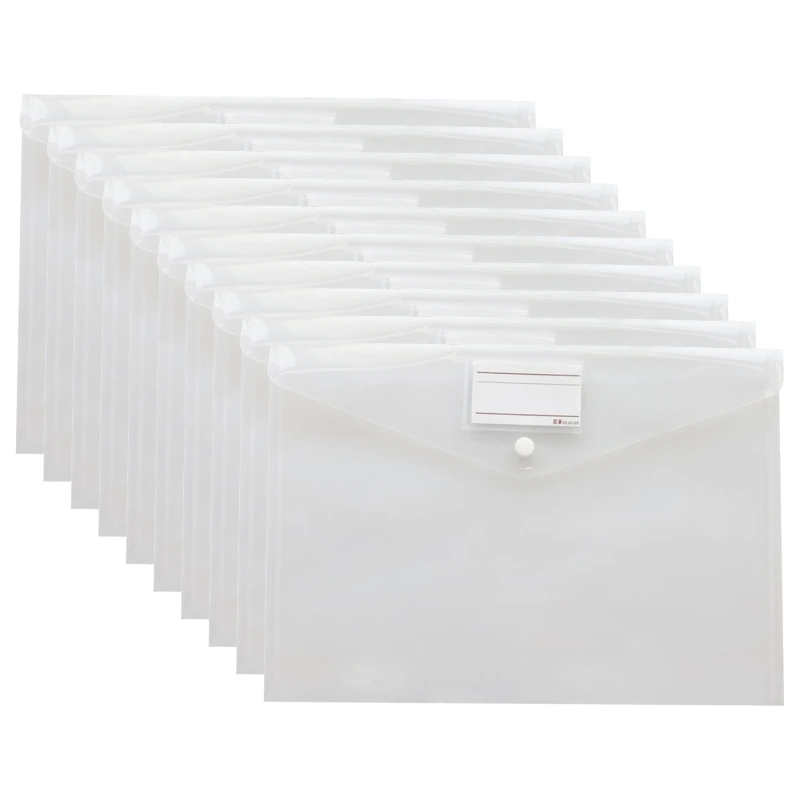 E9LB 10Pieces Plastic File Wallets A4 Folder File Document Storage Bag Waterproof Reusable for Student Teacher Office Staff
E9LB 10Pieces Plastic File Wallets A4 Folder File Document Storage Bag Waterproof Reusable for Student Teacher Office Staff