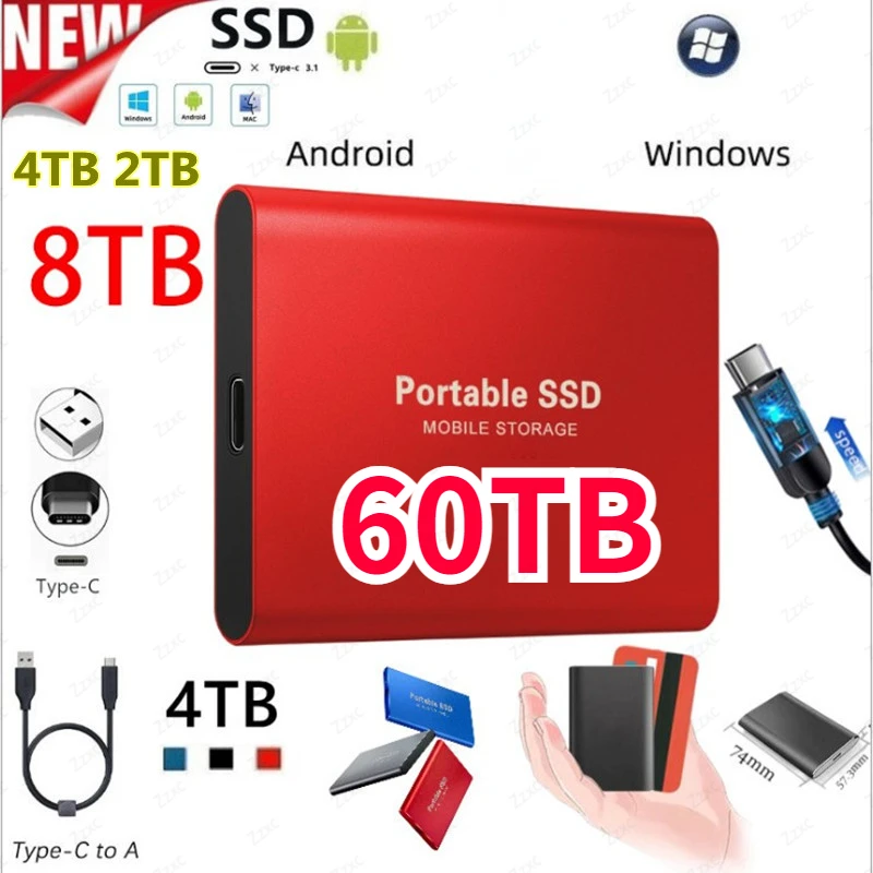 New 60TB 30TB Mobile External 16TB M.2 SSD 8TB 500GB Solid State Hard Drive USB 3.1 External SSD Typc-C Portable Hard Drive SSD
New 60TB 30TB Mobile External 16TB M.2 SSD 8TB 500GB Solid State Hard Drive USB 3.1 External SSD Typc-C Portable Hard Drive SSD