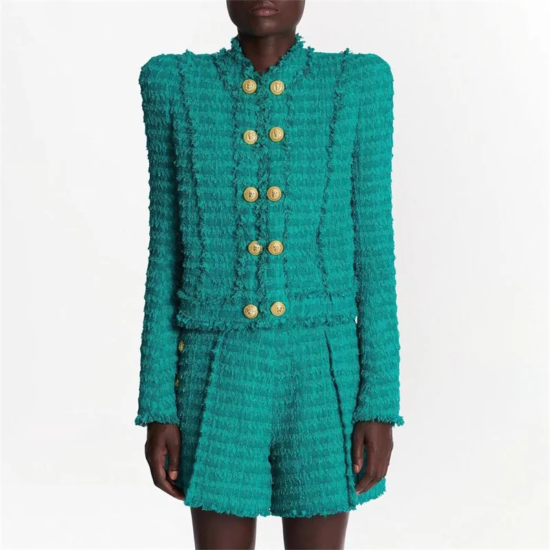 Autumn and winter new women's stand-up collar double-breasted button decoration green girl suit jacket y2k fashion shorts suit
Autumn and winter new women's stand-up collar double-breasted button decoration green girl suit jacket y2k fashion shorts suit