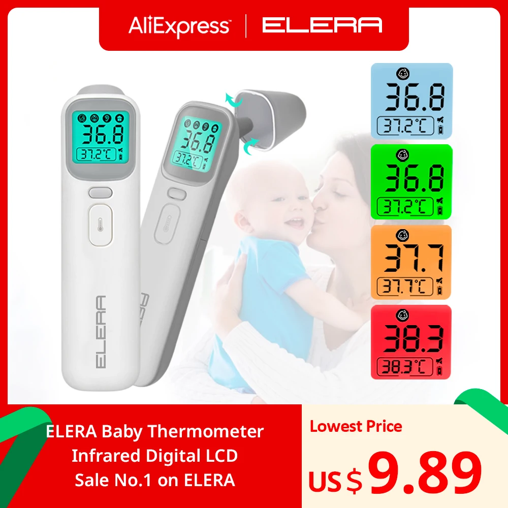 

ELERA Baby Thermometer Infrared Digital LCD Body Measurement Forehead Ear Non-Contact Adult Fever IR Children Termometro