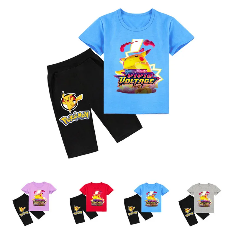 Anime Pokemon Pikachu Children's Cartoon Print O-Neck Fashion Short Sleeve T-Shirt and Shorts Two Piece Set Birthday Gift
Anime Pokemon Pikachu Children's Cartoon Print O-Neck Fashion Short Sleeve T-Shirt and Shorts Two Piece Set Birthday Gift
