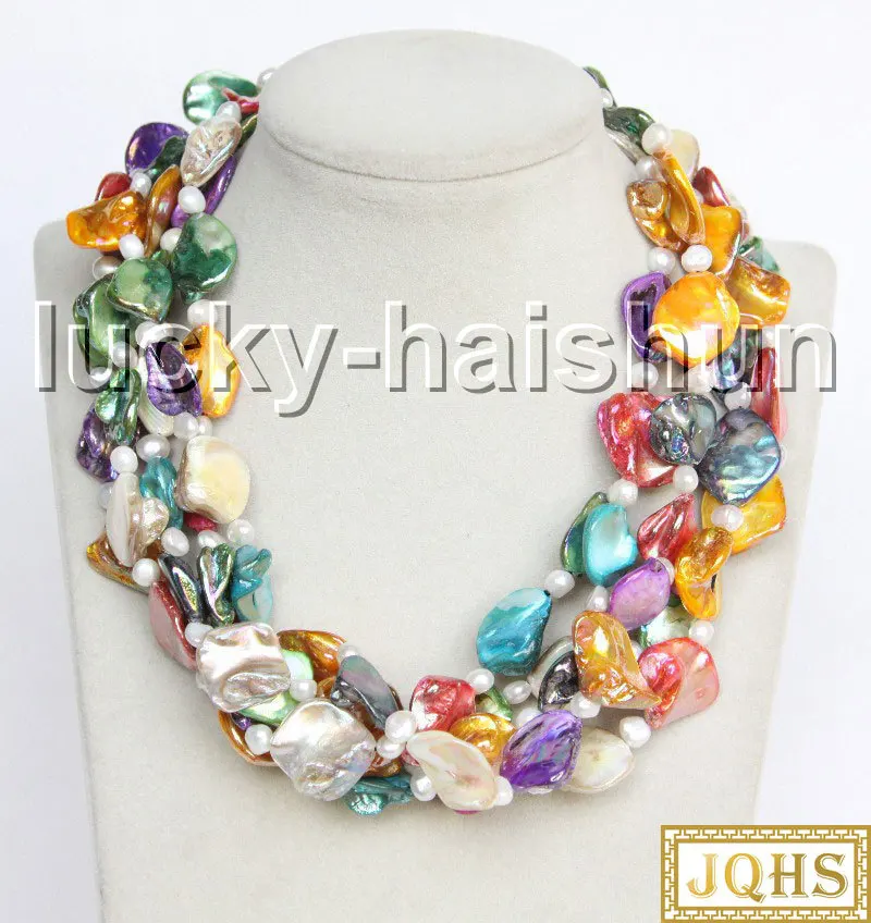 Natural 18" 5row Baroque White Pearls Multicolor Seashell Necklace Magnet Clasp C41
Natural 18" 5row Baroque White Pearls Multicolor Seashell Necklace Magnet Clasp C41