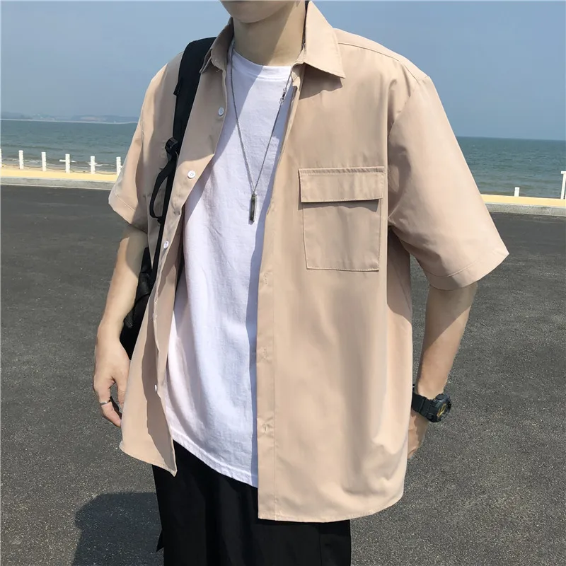 Shirts Men Clothing Fashion Short Sleeve Summer Korean Style Loose All-match Cargo Handsome Chemise Homme Solid Tops Harajuku
Shirts Men Clothing Fashion Short Sleeve Summer Korean Style Loose All-match Cargo Handsome Chemise Homme Solid Tops Harajuku