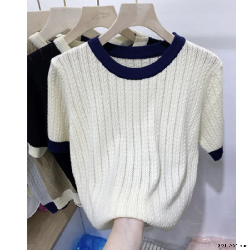 Short Sleeve T Shirt Knitted Tops Women Summer 2023 O Neck Sweet Tshirt Casual Womens Clothing Black Camisetas Knit Top Mujer
Short Sleeve T Shirt Knitted Tops Women Summer 2023 O Neck Sweet Tshirt Casual Womens Clothing Black Camisetas Knit Top Mujer