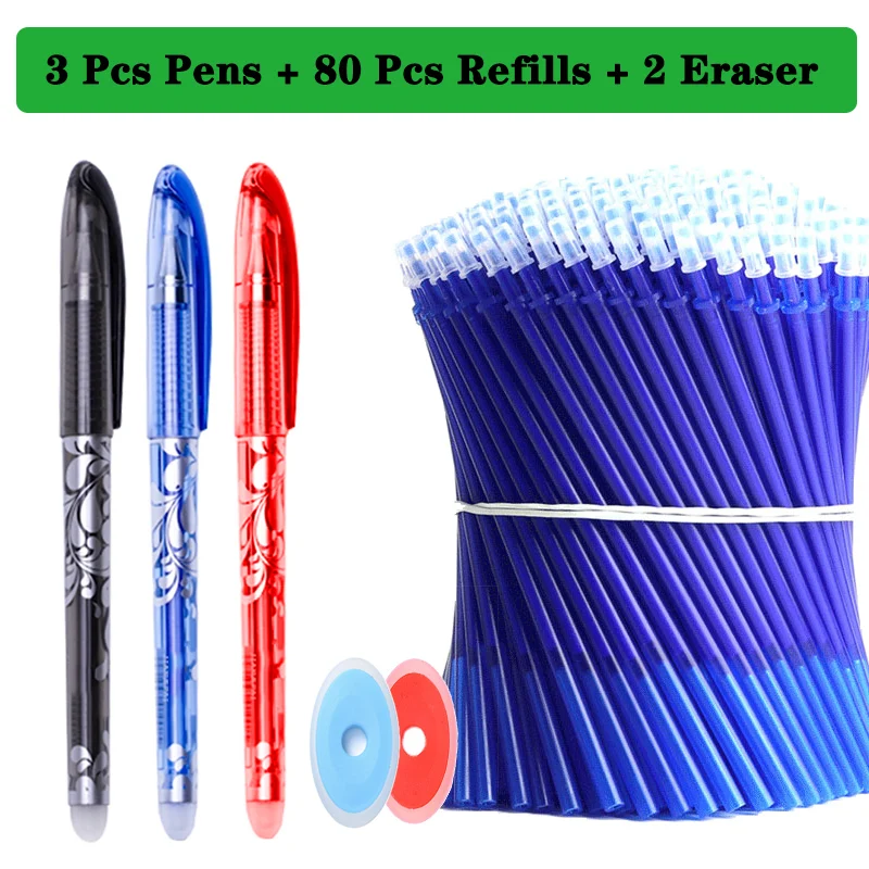 85Pcs/Set Erasable Pen Gel Pens 0.5mm Blue/Black ink Refills Rod Washable Handle School Writing Office Kawaii Stationery Gel Pen
85Pcs/Set Erasable Pen Gel Pens 0.5mm Blue/Black ink Refills Rod Washable Handle School Writing Office Kawaii Stationery Gel Pen