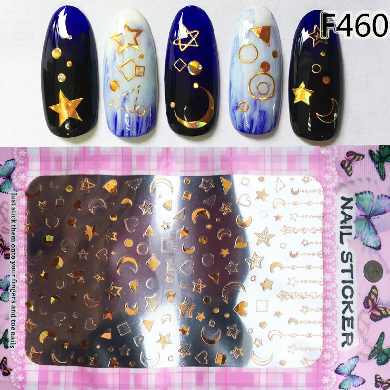 Gilding Star Moon 3D Laser Nail Art Sticker White Black Gold Silver Starry Designs Adhesive Transfer Sliders Manicure Decoration
Gilding Star Moon 3D Laser Nail Art Sticker White Black Gold Silver Starry Designs Adhesive Transfer Sliders Manicure Decoration