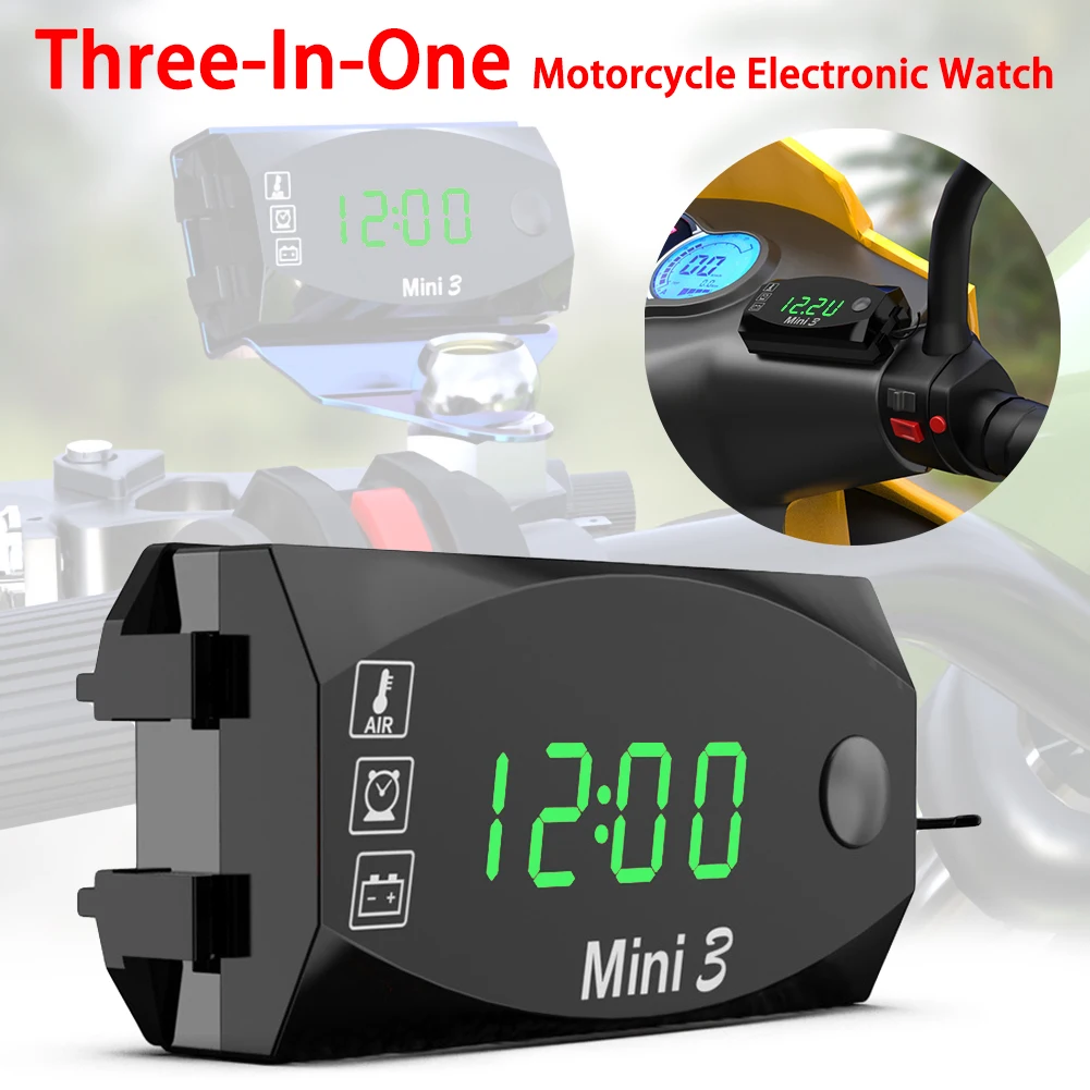 Motorcycle Digital Time Clock + Thermometer +Voltage Voltmeter LED Display 6V-30V IP67 Waterproof Tester for Car Boat
Motorcycle Digital Time Clock + Thermometer +Voltage Voltmeter LED Display 6V-30V IP67 Waterproof Tester for Car Boat