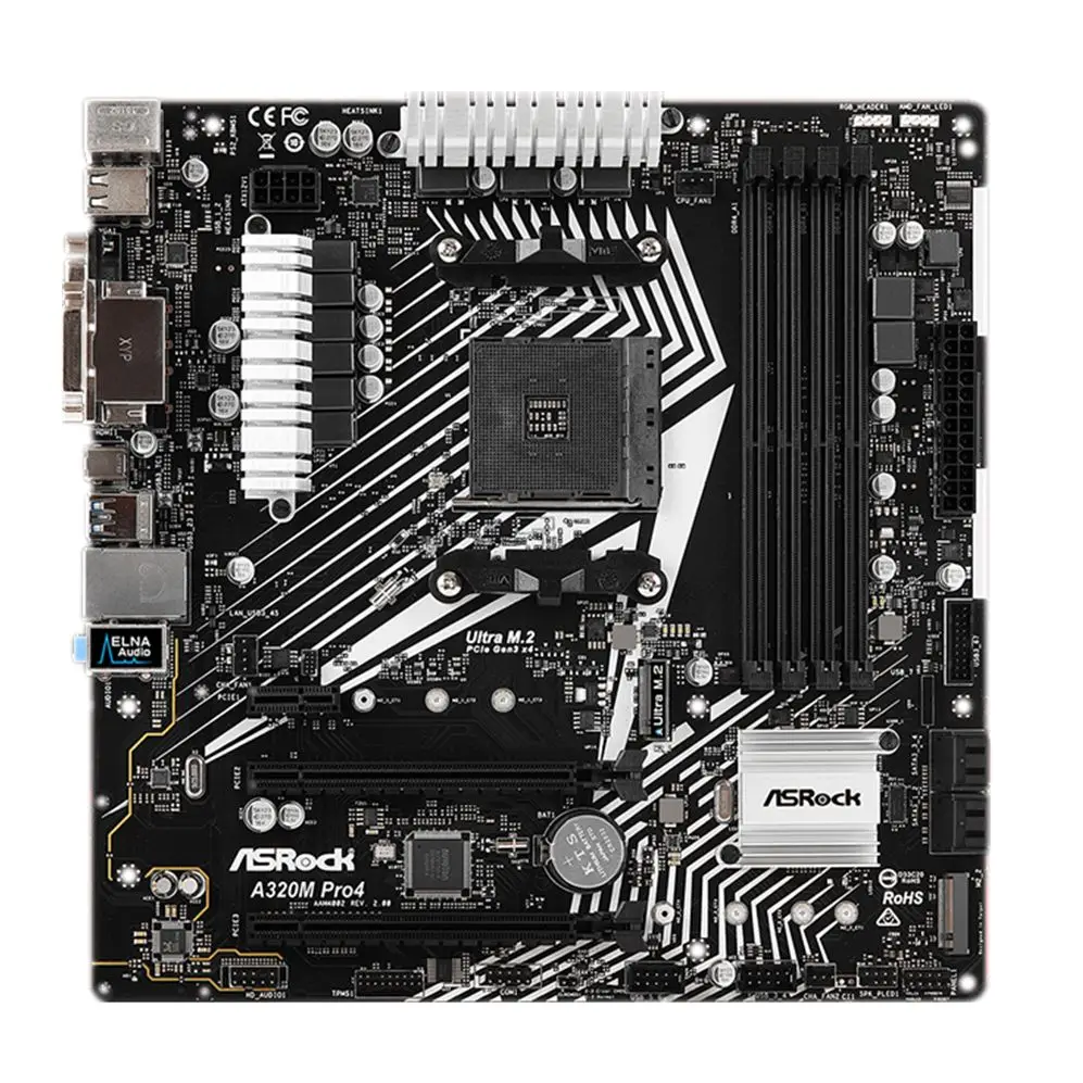 

A320 ASROCK A320M Pro4 Motherboard AMD A320M Socket AM4 DDR4 64GB 2xSATA M.2 For A-Series and Ryzen Series CPUs