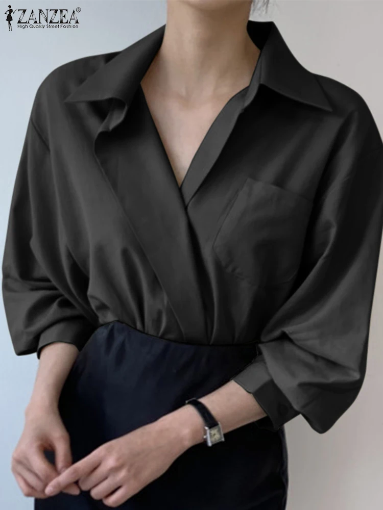 Женская Однотонная рубашка ZANZEA, Элегантная модная офисная рубашка с длинным рукавом, лацканами, пуговицами и манжетами, блузка 2022, осенняя Ж...
Женская Однотонная рубашка ZANZEA, Элегантная модная офисная рубашка с длинным рукавом, лацканами, пуговицами и манжетами, блузка 2022, осенняя Ж...