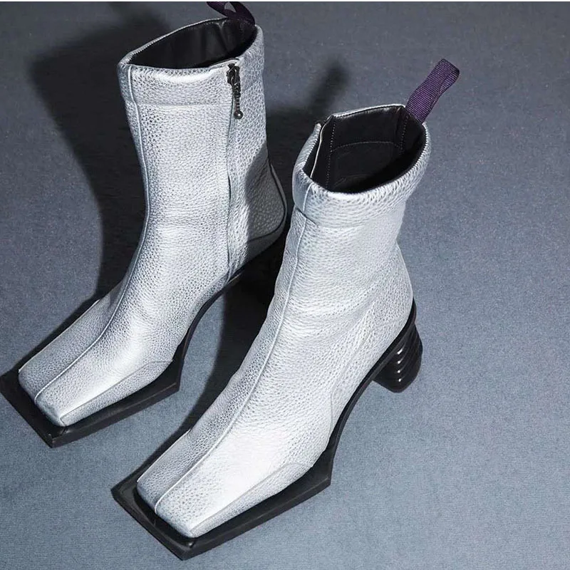 Fashion Vintage Leather Square Toe Zip Boots Women Chunky High Heel Design Gladiator Boots 2023 Mid-calf Shoes Retro 
Fashion Vintage Leather Square Toe Zip Boots Women Chunky High Heel Design Gladiator Boots 2023 Mid-calf Shoes Retro