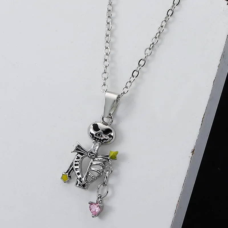 Hip Hop Skeleton Man Necklace for Women Personality Pink Heart Crystal Necklace Trendy Jewelry Accessories Gifts Dropshipping
Hip Hop Skeleton Man Necklace for Women Personality Pink Heart Crystal Necklace Trendy Jewelry Accessories Gifts Dropshipping