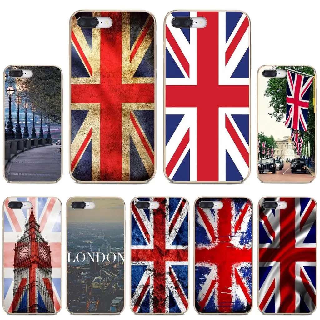 Прозрачные мягкие чехлы в британском стиле с изображением карты Лондона и флага
