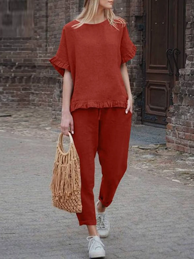 Two Piece Cotton Linen Women Sets Casual Shirts+Long Pencil Pants Suits 2PC Women O Neck Half Sleeve Tops Blouse+ Trouser Set
Two Piece Cotton Linen Women Sets Casual Shirts+Long Pencil Pants Suits 2PC Women O Neck Half Sleeve Tops Blouse+ Trouser Set