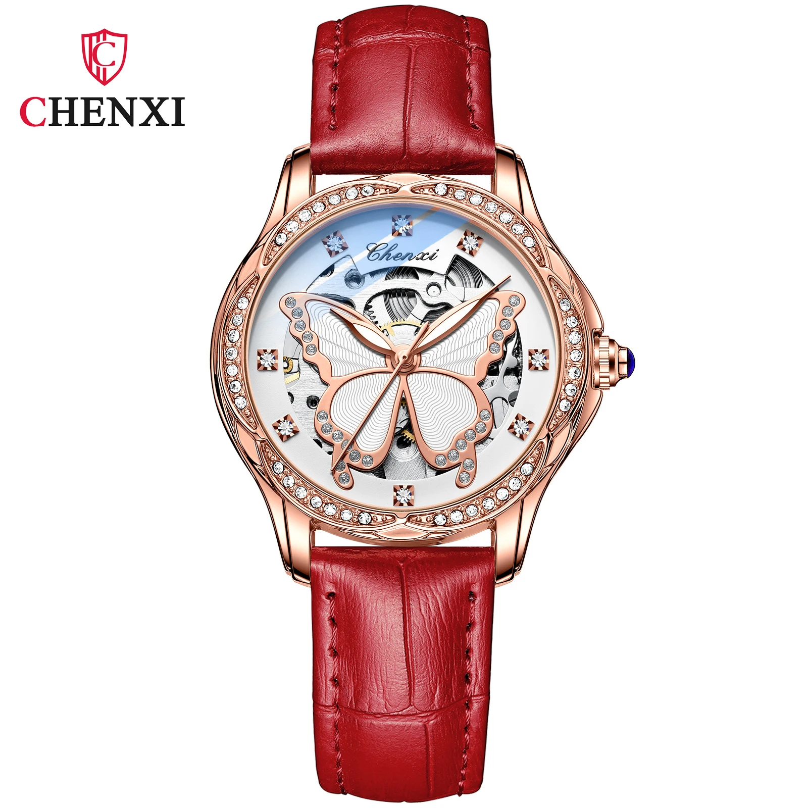 CHENXI New Butterfly Dial Women Automatic Watch Top Brand Diamond Leather Watches Luminous Waterproof Ladies Mechanical Clock
CHENXI New Butterfly Dial Women Automatic Watch Top Brand Diamond Leather Watches Luminous Waterproof Ladies Mechanical Clock