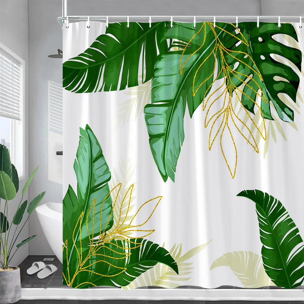 Tropical Leaves Shower Curtains Gold Palm Leaf Monstera Coconut Green Plants Modern Minimalist Fabric Bathroom Decor Curtain Set
Tropical Leaves Shower Curtains Gold Palm Leaf Monstera Coconut Green Plants Modern Minimalist Fabric Bathroom Decor Curtain Set