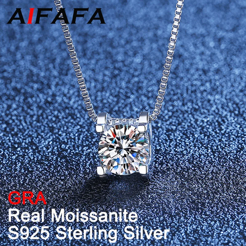 AIFAFA 1 Carat Real Brilliant Moissanite Pendant Necklace For Women Lady S925 Sterling Silver Box Chain Jewelry GRA Wholesale
AIFAFA 1 Carat Real Brilliant Moissanite Pendant Necklace For Women Lady S925 Sterling Silver Box Chain Jewelry GRA Wholesale