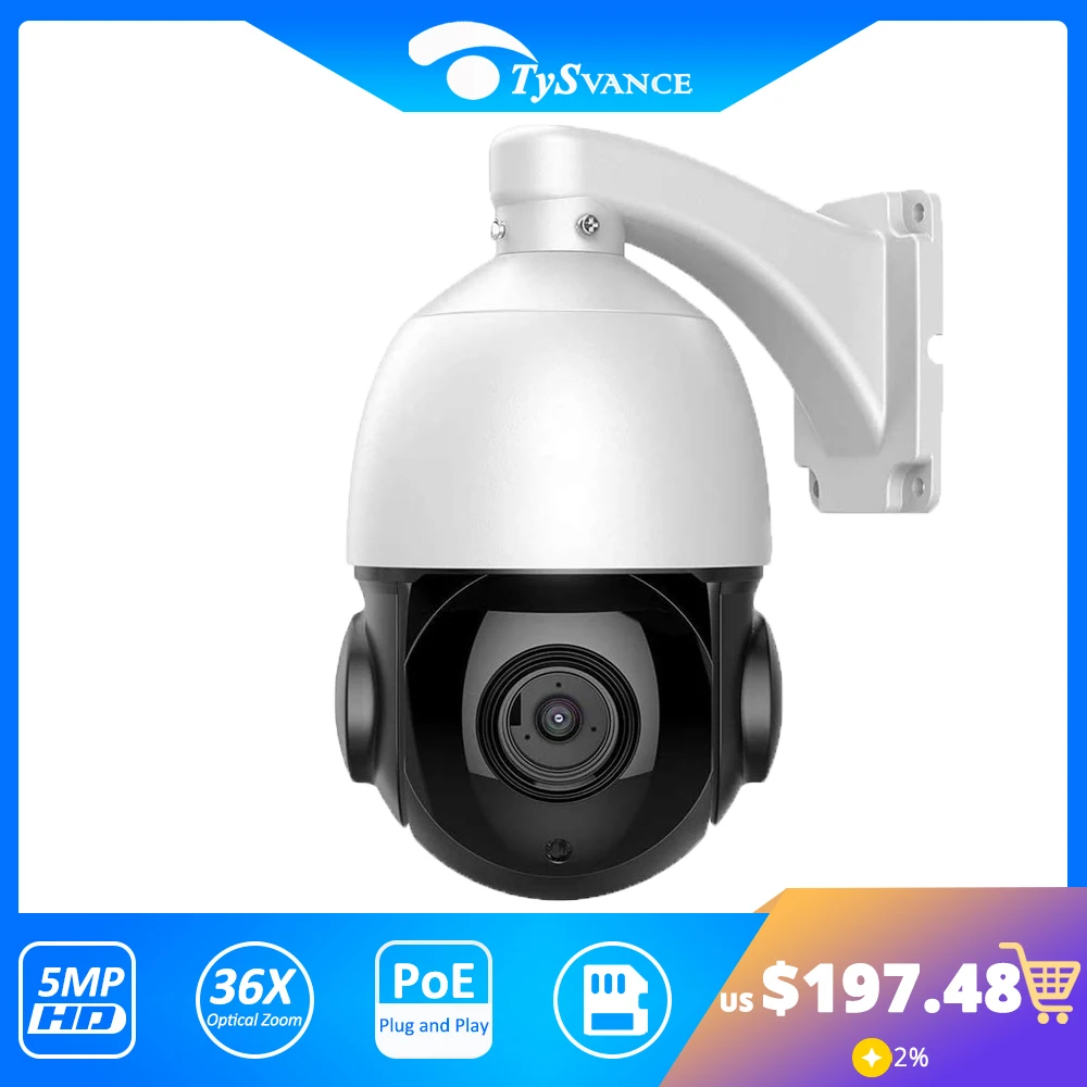 

HD 5MP PTZ PoE Dome IP Camera 40X Zoom Outdoor 5.0MP CCTV Security IR Night Vision Speed Waterproof IP66 SD Card Slot