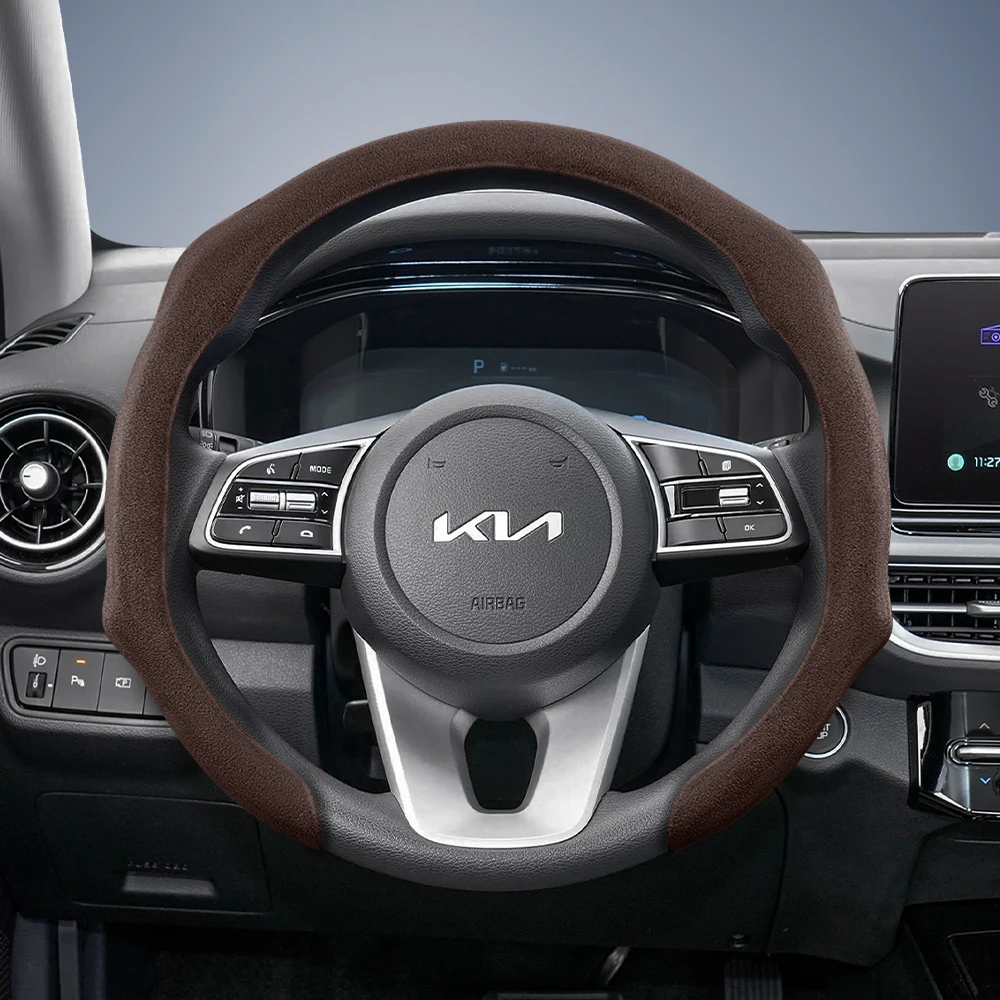 Замшевый чехол на руль с защелкой для Kia, нескользящий, прочный, подходит для круглых D-образных колес Sportage Seltos Sorento Telluride
Замшевый чехол на руль с защелкой для Kia, нескользящий, прочный, подходит для круглых D-образных колес Sportage Seltos Sorento Telluride